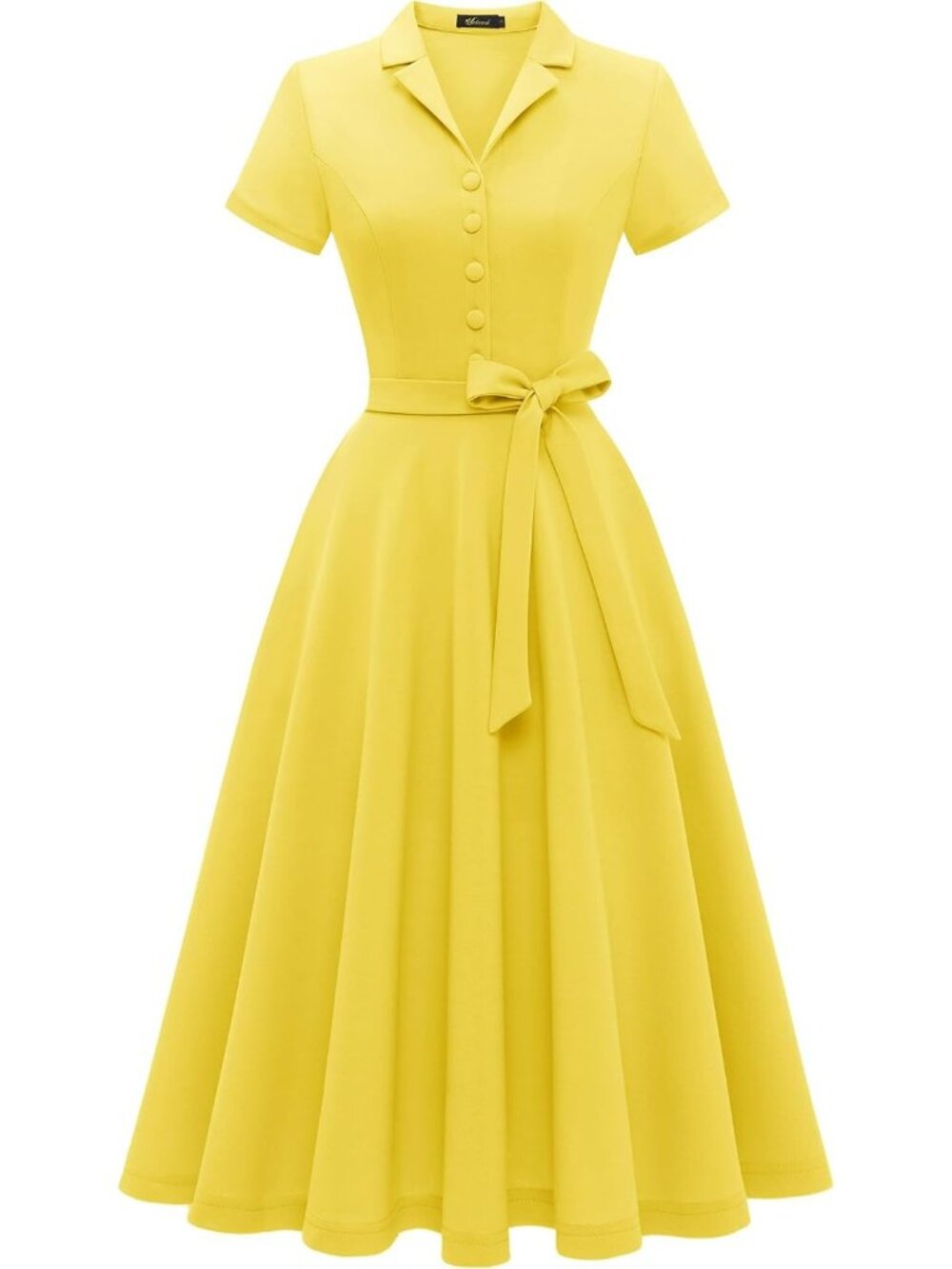 Wedtrend Women's Short Sleeve Cocktail Party Work Church Dress - Yellow